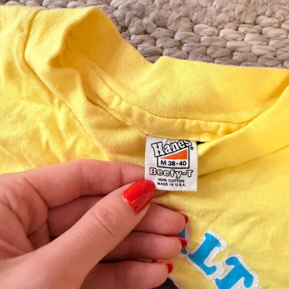 VTG 1970s Yellow cropped NBA Bill Walton Graphic Tee RARE Portland Trail Blazers - Picture 3 of 3